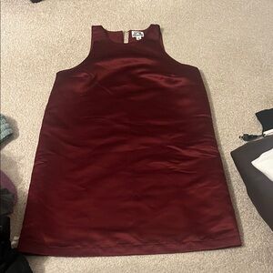 Sleek Burgundy Silk Sleeveless Dress